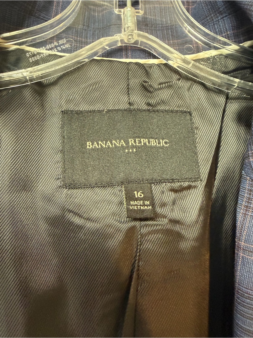 Banana Republic Navy Plaid Blazer Women’s Size 16 Career Office Stretch Jacket - Picture 5 of 6